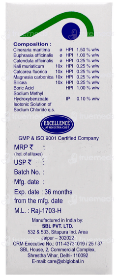 Sbl Cineraria Maritima Euphrasia Eye Drops 5Ml